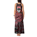St Kilda Saints ANZAC Day Tank Maxi Dress Indigenous Dot Art with Poppy Flower Tribute