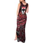 St Kilda Saints ANZAC Day Tank Maxi Dress Indigenous Dot Art with Poppy Flower Tribute