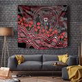St Kilda Saints ANZAC Day Tapestry Indigenous Dot Art with Poppy Flower Tribute