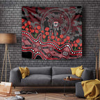 St Kilda Saints ANZAC Day Tapestry Indigenous Dot Art with Poppy Flower Tribute