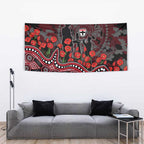 St Kilda Saints ANZAC Day Tapestry Indigenous Dot Art with Poppy Flower Tribute