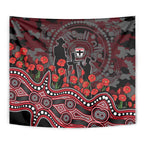 St Kilda Saints ANZAC Day Tapestry Indigenous Dot Art with Poppy Flower Tribute