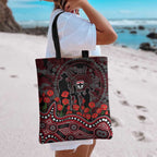 St Kilda Saints ANZAC Day Tote Bag Indigenous Dot Art with Poppy Flower Tribute