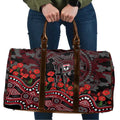 St Kilda Saints ANZAC Day Travel Bag Indigenous Dot Art with Poppy Flower Tribute