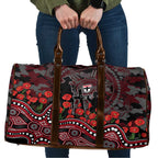 St Kilda Saints ANZAC Day Travel Bag Indigenous Dot Art with Poppy Flower Tribute