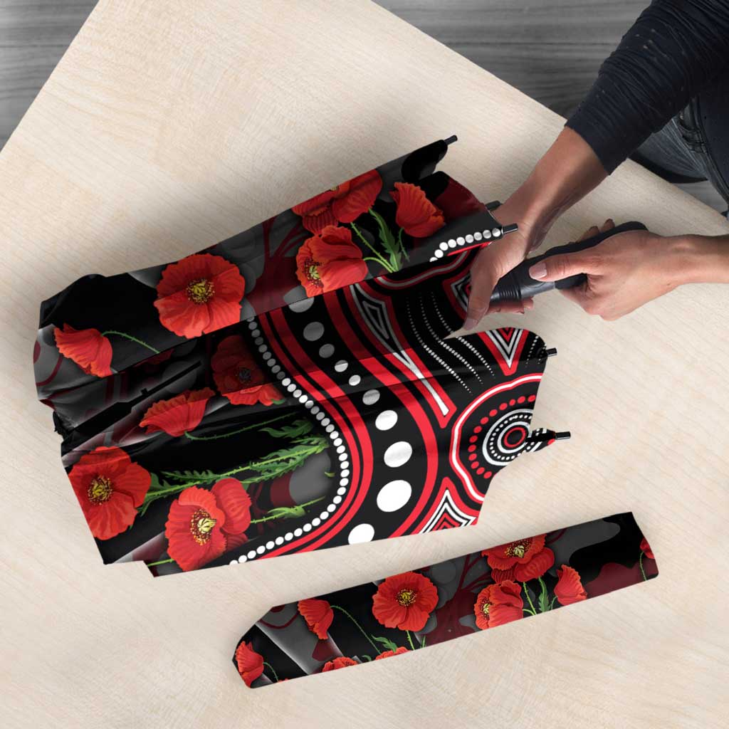 St Kilda Saints ANZAC Day Umbrella Indigenous Dot Art with Poppy Flower Tribute