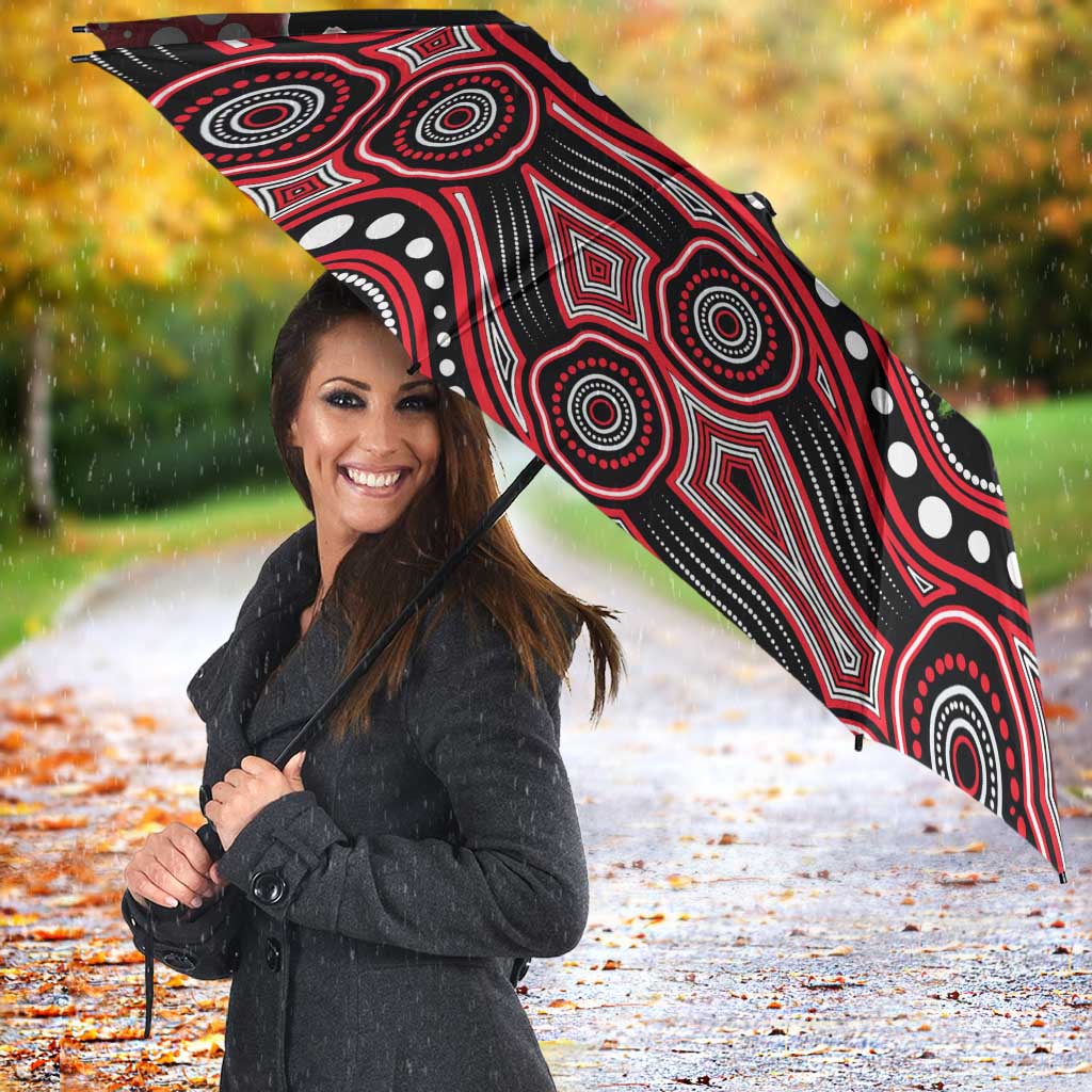St Kilda Saints ANZAC Day Umbrella Indigenous Dot Art with Poppy Flower Tribute