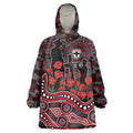 St Kilda Saints ANZAC Day Wearable Blanket Hoodie Indigenous Dot Art with Poppy Flower Tribute