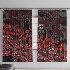 St Kilda Saints ANZAC Day Window Curtain Indigenous Dot Art with Poppy Flower Tribute
