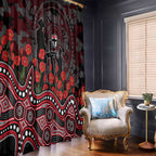 St Kilda Saints ANZAC Day Window Curtain Indigenous Dot Art with Poppy Flower Tribute