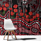 St Kilda Saints ANZAC Day Window Curtain Indigenous Dot Art with Poppy Flower Tribute