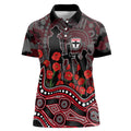 St Kilda Saints ANZAC Day Women Polo Shirt Indigenous Dot Art with Poppy Flower Tribute