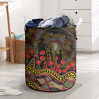 Richmond Tigers ANZAC Day Laundry Basket Indigenous Dot Art with Poppy Flower Tribute