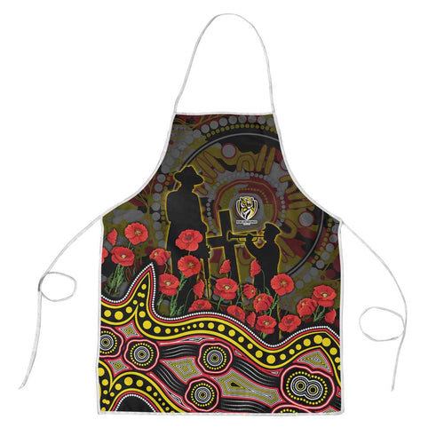 Richmond Tigers ANZAC Day Apron Indigenous Dot Art with Poppy Flower Tribute