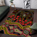 Richmond Tigers ANZAC Day Area Rug Indigenous Dot Art with Poppy Flower Tribute