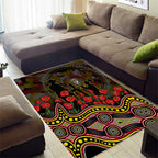 Richmond Tigers ANZAC Day Area Rug Indigenous Dot Art with Poppy Flower Tribute