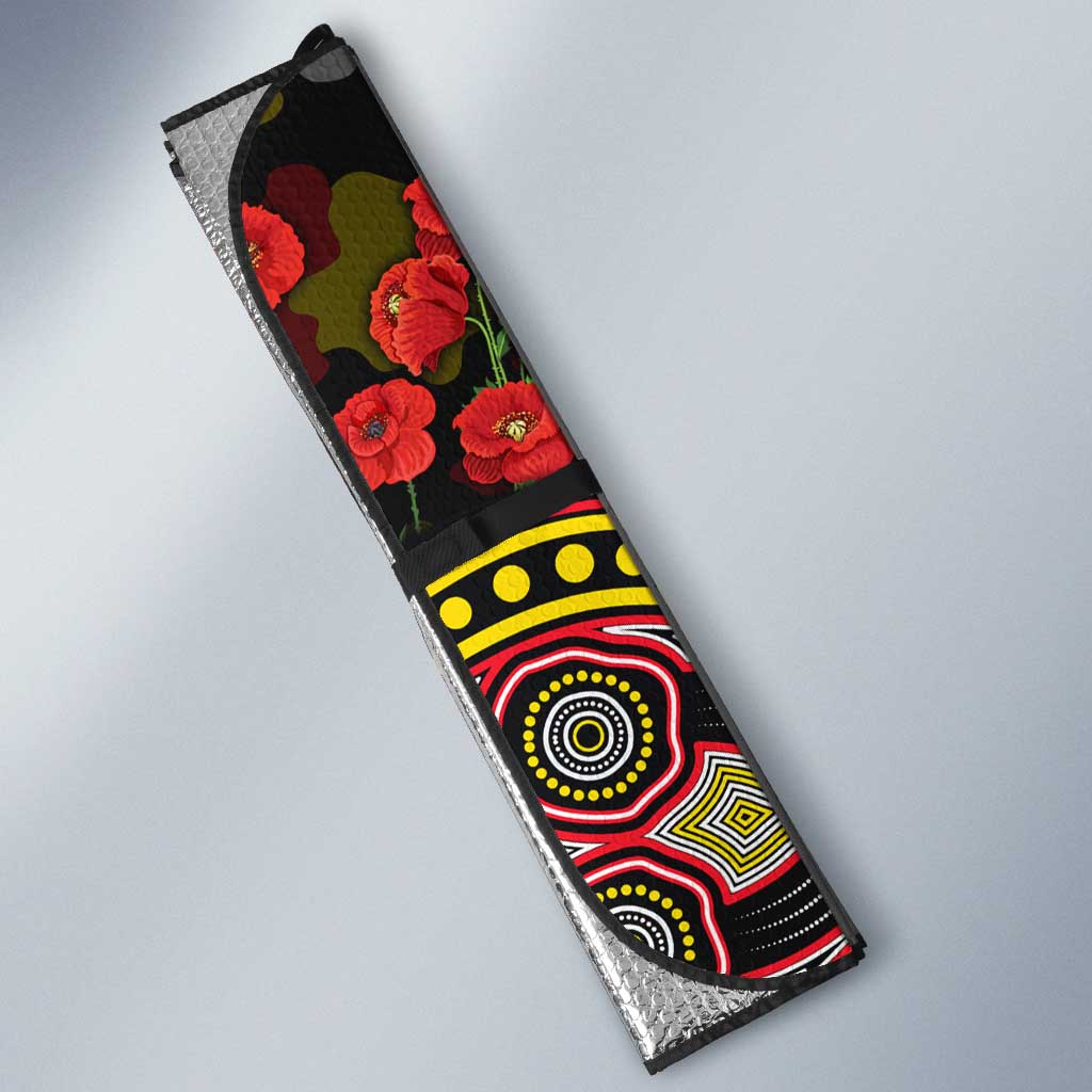 Richmond Tigers ANZAC Day Auto Sun Shade Indigenous Dot Art with Poppy Flower Tribute