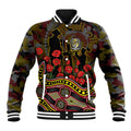 Richmond Tigers ANZAC Day Baseball Jacket Indigenous Dot Art with Poppy Flower Tribute