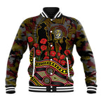 Richmond Tigers ANZAC Day Baseball Jacket Indigenous Dot Art with Poppy Flower Tribute
