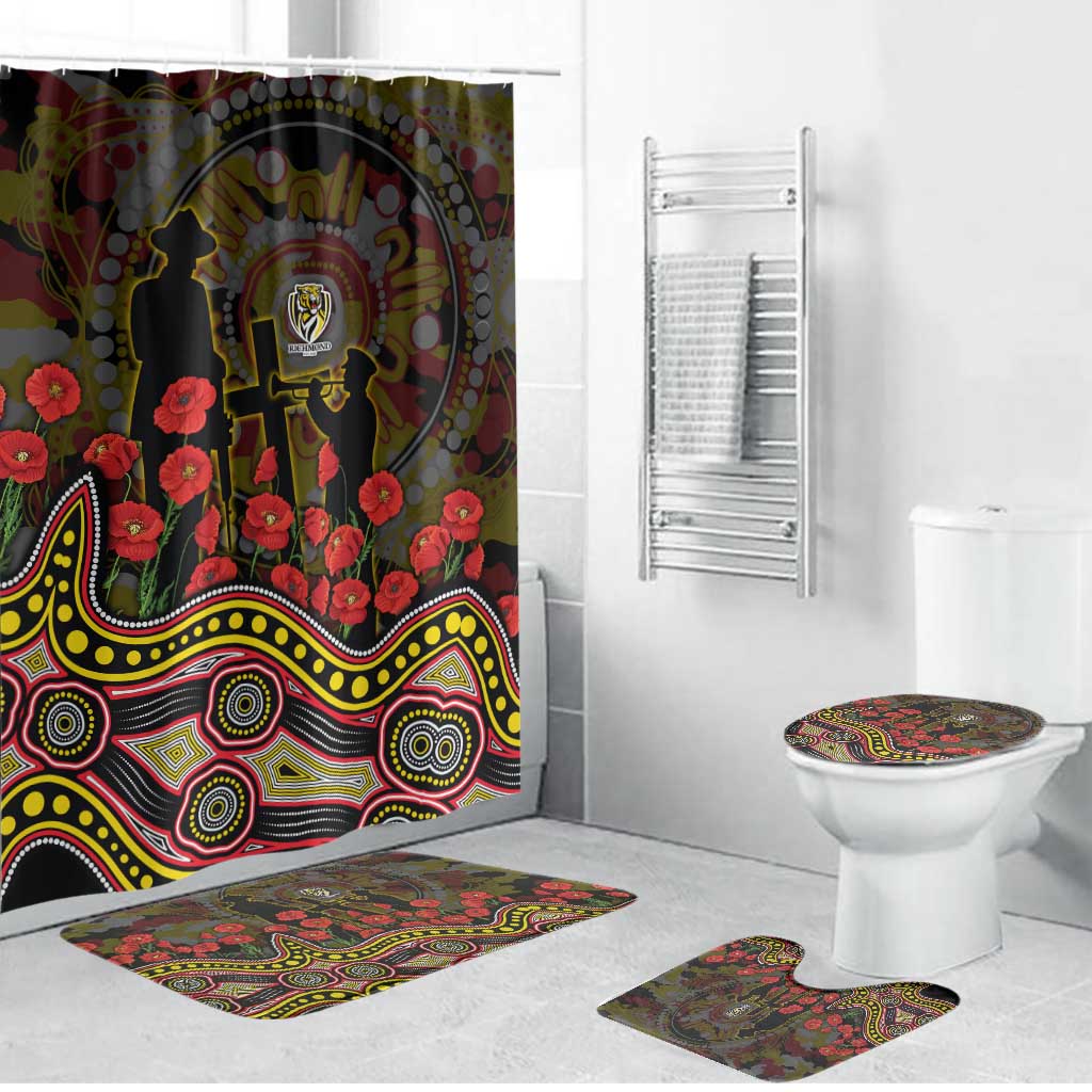 Richmond Tigers ANZAC Day Bathroom Set Indigenous Dot Art with Poppy Flower Tribute