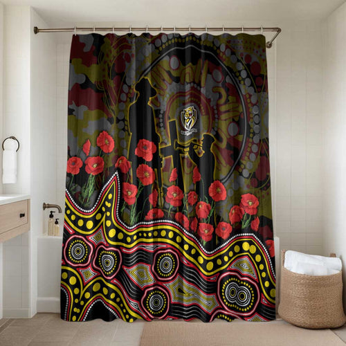 Richmond Tigers ANZAC Day Bathroom Set Indigenous Dot Art with Poppy Flower Tribute