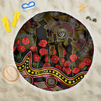 Richmond Tigers ANZAC Day Beach Blanket Indigenous Dot Art with Poppy Flower Tribute