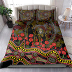 Richmond Tigers ANZAC Day Bedding Set Indigenous Dot Art with Poppy Flower Tribute