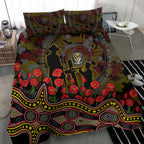 Richmond Tigers ANZAC Day Bedding Set Indigenous Dot Art with Poppy Flower Tribute