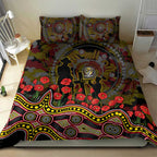 Richmond Tigers ANZAC Day Bedding Set Indigenous Dot Art with Poppy Flower Tribute