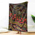 Richmond Tigers ANZAC Day Blanket Indigenous Dot Art with Poppy Flower Tribute