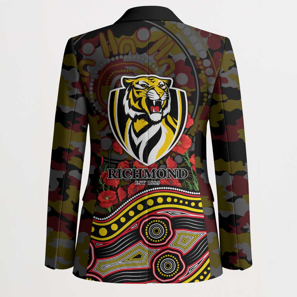 Richmond Tigers ANZAC Day Blazer Indigenous Dot Art with Poppy Flower Tribute