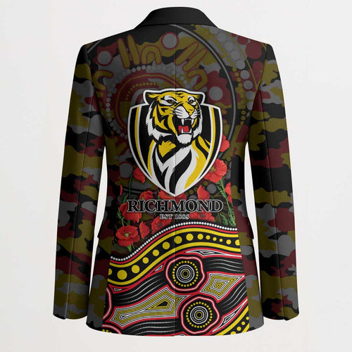 Richmond Tigers ANZAC Day Blazer Indigenous Dot Art with Poppy Flower Tribute