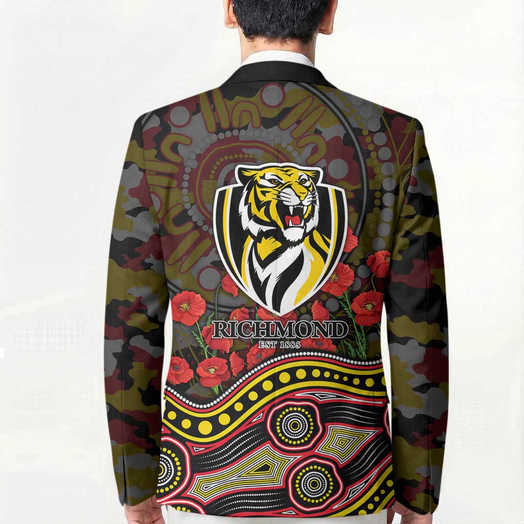 Richmond Tigers ANZAC Day Blazer Indigenous Dot Art with Poppy Flower Tribute