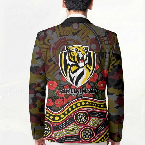 Richmond Tigers ANZAC Day Blazer Indigenous Dot Art with Poppy Flower Tribute