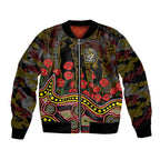 Richmond Tigers ANZAC Day Bomber Jacket Indigenous Dot Art with Poppy Flower Tribute