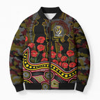 Richmond Tigers ANZAC Day Bomber Puffer Jacket Indigenous Dot Art with Poppy Flower Tribute