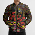 Richmond Tigers ANZAC Day Bomber Puffer Jacket Indigenous Dot Art with Poppy Flower Tribute