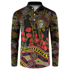 Richmond Tigers ANZAC Day Button Sweatshirt Indigenous Dot Art with Poppy Flower Tribute
