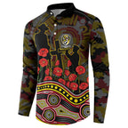 Richmond Tigers ANZAC Day Button Sweatshirt Indigenous Dot Art with Poppy Flower Tribute
