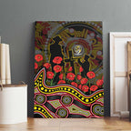 Richmond Tigers ANZAC Day Canvas Wall Art Indigenous Dot Art with Poppy Flower Tribute