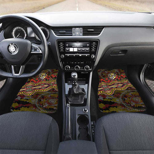 Richmond Tigers ANZAC Day Car Mats Indigenous Dot Art with Poppy Flower Tribute