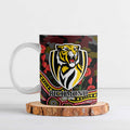 Richmond Tigers ANZAC Day Ceramic Mug Indigenous Dot Art with Poppy Flower Tribute
