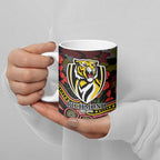 Richmond Tigers ANZAC Day Ceramic Mug Indigenous Dot Art with Poppy Flower Tribute