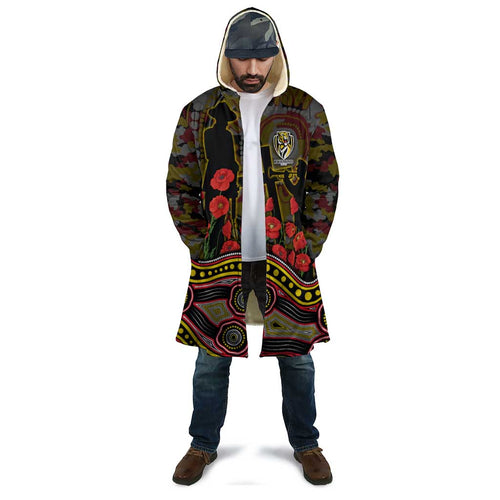 Richmond Tigers ANZAC Day Cloak Indigenous Dot Art with Poppy Flower Tribute