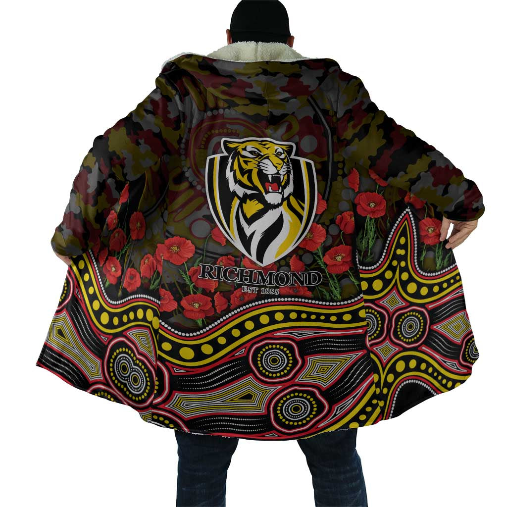 Richmond Tigers ANZAC Day Cloak Indigenous Dot Art with Poppy Flower Tribute