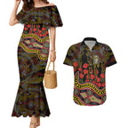Richmond Tigers ANZAC Day Couples Matching Mermaid Dress and Hawaiian Shirt Indigenous Dot Art with Poppy Flower Tribute