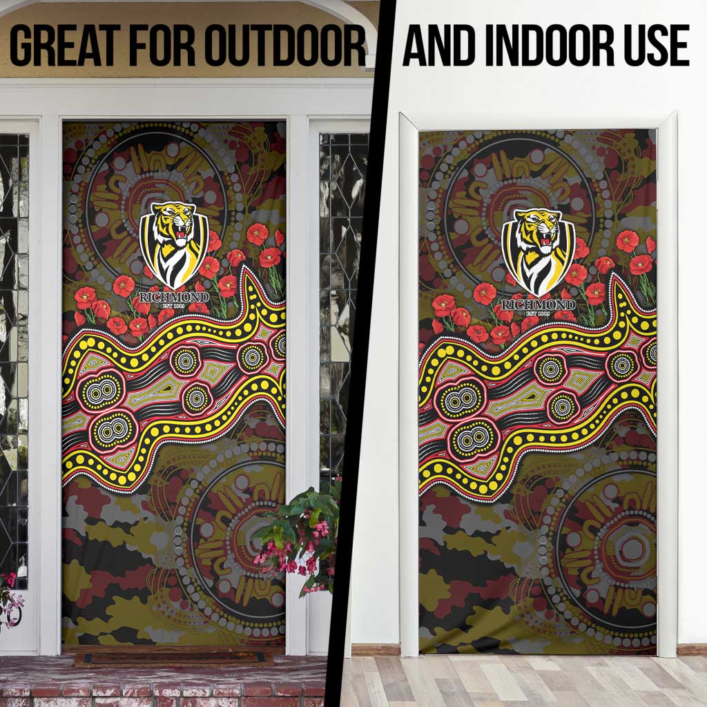 Richmond Tigers ANZAC Day Door Cover Indigenous Dot Art with Poppy Flower Tribute