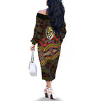 Richmond Tigers ANZAC Day Family Matching Off The Shoulder Long Sleeve Dress and Hawaiian Shirt Indigenous Dot Art with Poppy Flower Tribute