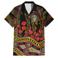 Richmond Tigers ANZAC Day Family Matching Off Shoulder Short Dress and Hawaiian Shirt Indigenous Dot Art with Poppy Flower Tribute