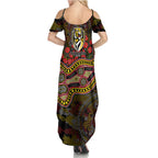 Richmond Tigers ANZAC Day Family Matching Summer Maxi Dress and Hawaiian Shirt Indigenous Dot Art with Poppy Flower Tribute